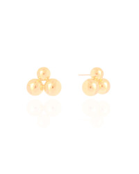 Brinco Três Bolas Lisas Banhado a Ouro 18K