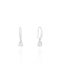 Brinco Gancho Gota Cristal Ródio Branco