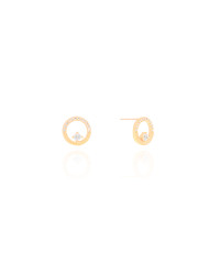 Brinco Círculo Ponto de Luz Cravejado Cristal Banhado a Ouro 18K
