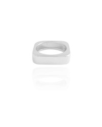 Anel Quadrado Liso Tamanho 18 Ródio Branco