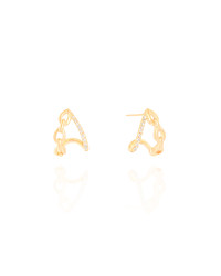 Brinco Argola Gota Entrelaçada Cravejada Cristal 1.4 cm Banhado a Ouro 18K