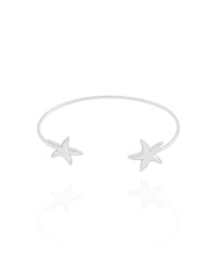 Bracelete Estrelas Texturizadas Ródio Branco