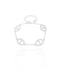 Pulseira Elos Cravejados Cristal Ródio Branco