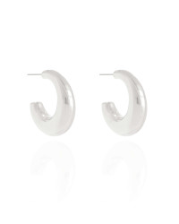 Brinco Argola Tubo Lisa ABS 2.9 cm Ródio Branco