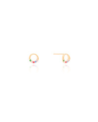 Circulo Colorido 8 mm Banhado a Ouro 18K