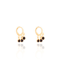 Brinco Argola Pontos de Luz Pretos Banhado a Ouro 18K