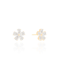 Brinco Flor Cristal Banhado a Ouro 18K