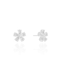 Brinco Flor Cristal Ródio Branco