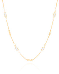 Gargantilha Grumet Retangulos Cristal Banhado a Ouro 18K - 45 cm