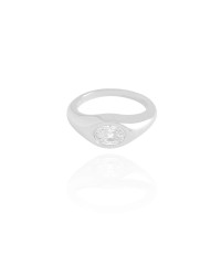 Anel Zirconia Oval Tamanho 21 Ródio Branco
