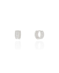 Brinco Argola Perolada Cravejada Cristal Ródio Branco