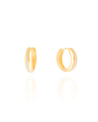 Brinco Argola Lisa Cravejada Cristal Banhado a Ouro 18K