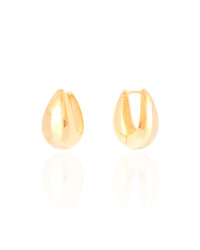 Brinco Argola Click Gota Lisa 2.6 cm Banhado a Ouro 18K