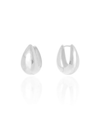 Brinco Argola Click Gota Lisa 2.6 cm Ródio Branco