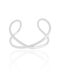 Bracelete Tubo X liso Ródio Branco