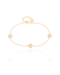 Pulseira Bola com Zircônia Cristal Banhado a Ouro 18K