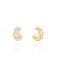 Brinco Argola Cristal Banhado a Ouro 18K
