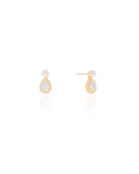 Brinco Pérola Gota Cravejada Cristal Banhado a Ouro 18K