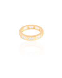 Anel Baguetes Cristal Tamanho 23 Banhado a Ouro 18K