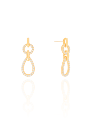 Brinco Circulo Gota Cravejado Cristal Banhado a Ouro 18K
