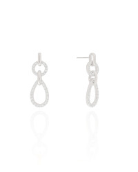 Brinco Circulo Gota Cravejado Cristal Ródio Branco