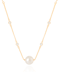 Gargantilha Ponto de Luz com Pérola Banhado a Ouro 18K - 40 cm
