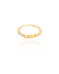 Anel Arame Cristal Cravejado Tamanho 18 Banhado a Ouro 18K