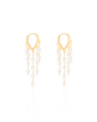 Brinco Argola Franja Pérola Banhado a Ouro 18K